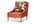 Product Furniture Photography | Melbourne Photography | Orange leather armchair angle shot with patterned cushion on white background